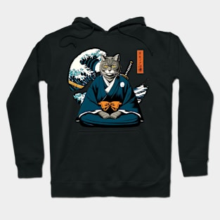 Vaporwave Samurai Cat Hoodie